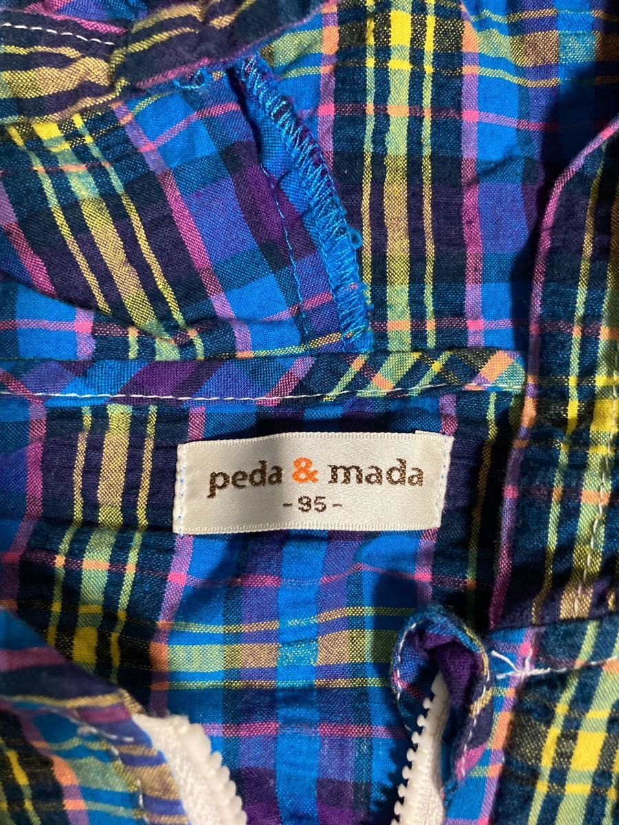 peda&mada 95 薄手 チェック パーカー アウター エアコン対策 羽織 超美品 フード 