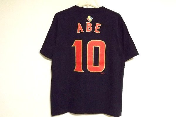 N5930:MAJESTIC（マジェスティック）野球日本代表 背番号10 阿部慎之助 Tシャツ/紺/men FREE:35_画像2