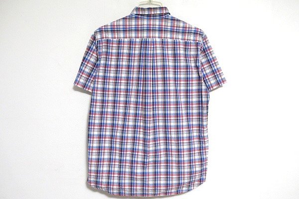 N6020:AIGLE（エーグル）チェック柄半袖シャツ/白青紺茶など/M：35_画像2