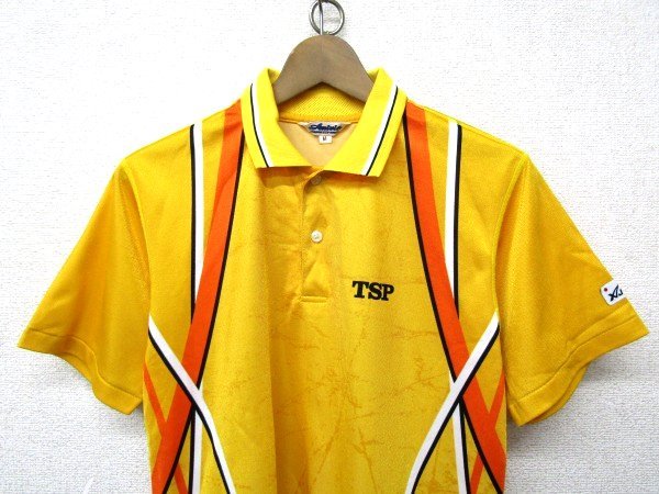 V2045：TSP 日本卓球協会 JTTA 半袖シャツ ユニフォーム 半袖ポロシャツ 黄色 M 卓球シャツ 卓球ウェア:35_画像2