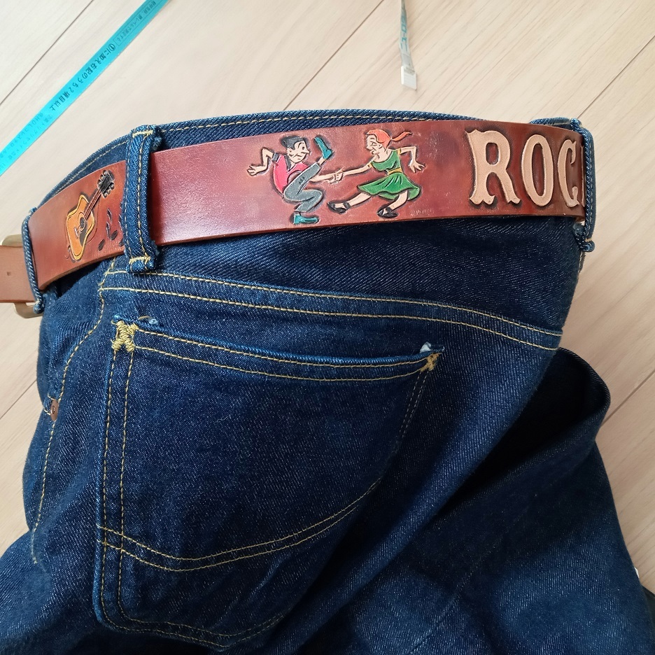 35 -inch 50s reissue lock n roll belt rockabilly dry bo-nzgdoro gold cream soda g Lad hand gang Star Bill 