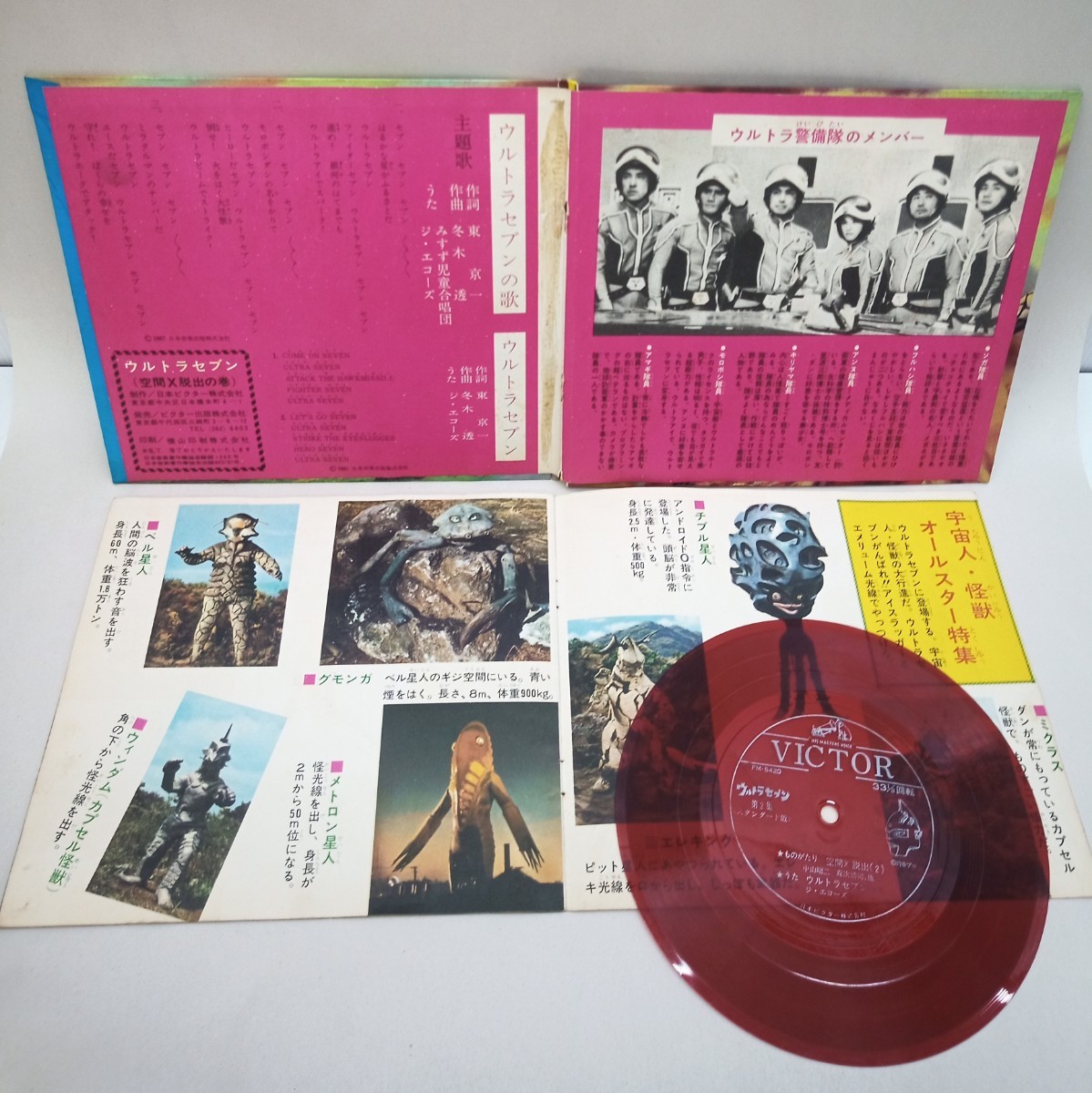 ビクターミュージックブック ウルトラセブン 空間X脱出 LP両面フォノシート付 ビクター出版1967年当時物 MB-314 怪獣 ウルトラマン YA2_画像3