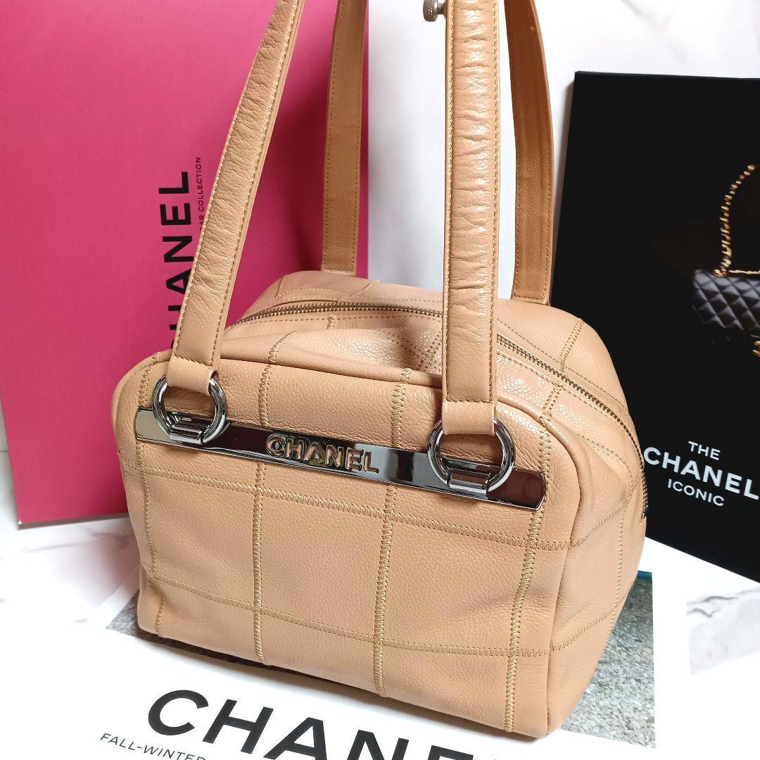 CHANEL シャネル】チョコバーミニボストンバッグ キャビアスキン-