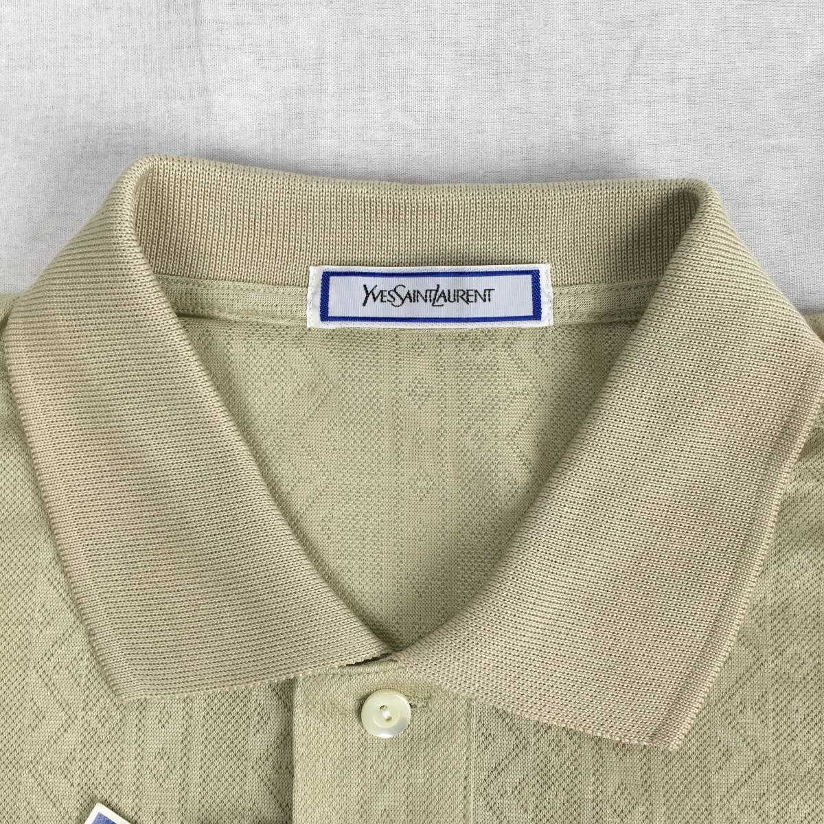 【新品】YvesSaintLaurent イヴサンローラン ポロシャツ Mサイズ ベージュ 日本製 半袖 シャツ AD34-111_画像3