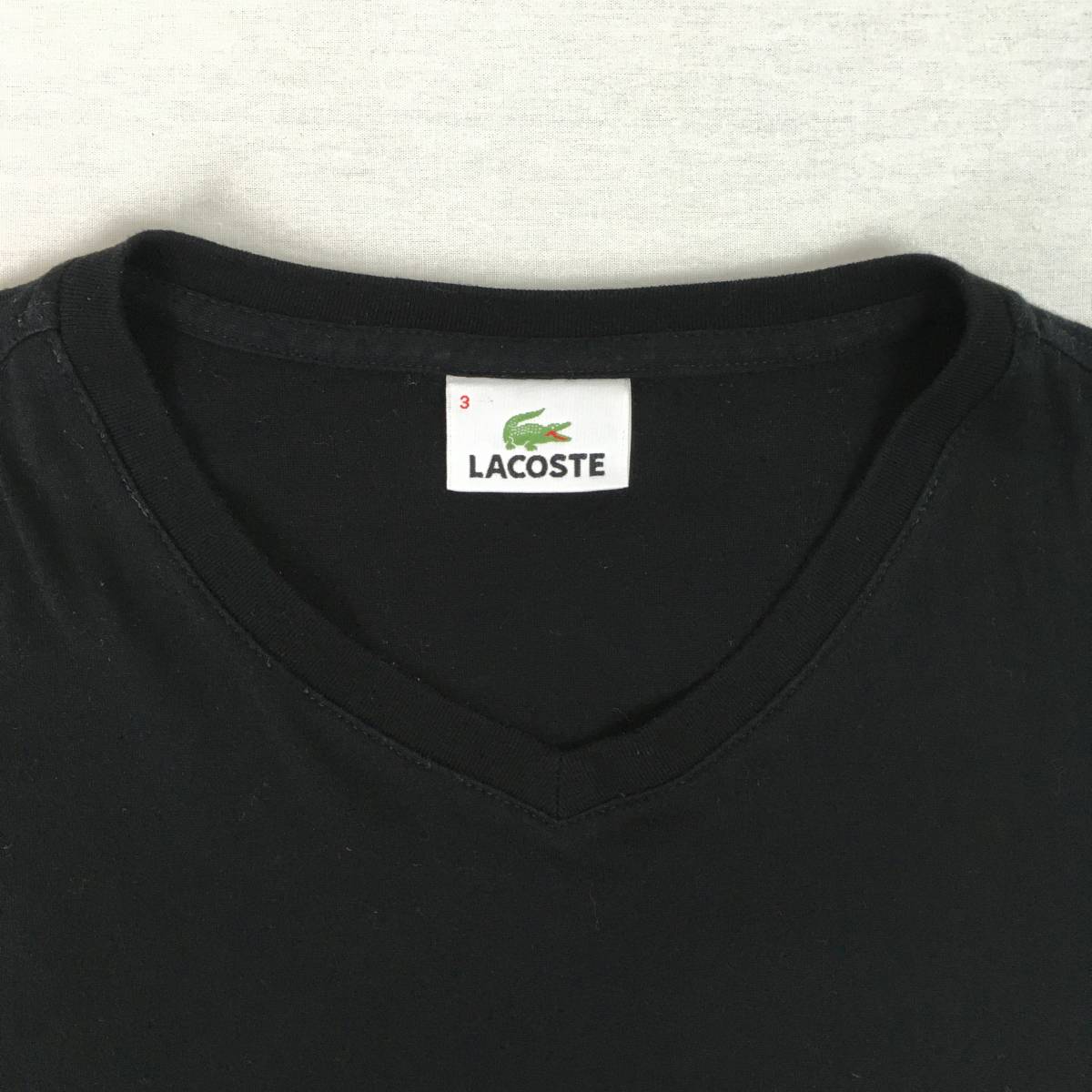 LACOSTE ラコステ TH165EL 日本製 Tシャツ サイズ3 ブラック Vネック 半袖_画像2