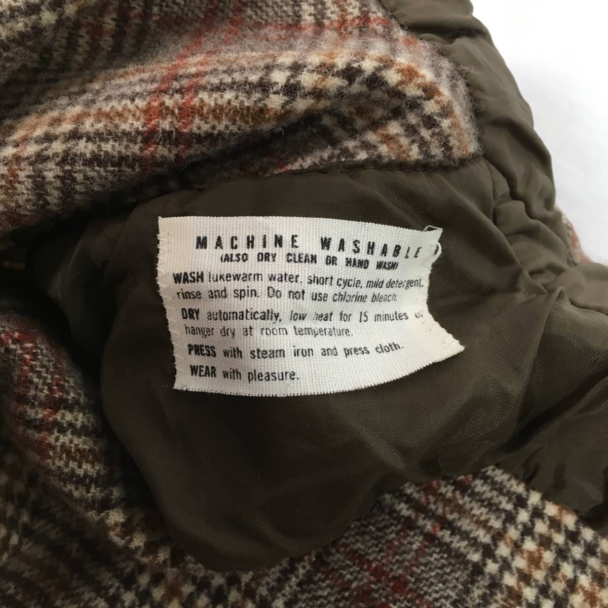 【70s】PENDLETON ペンドルトン 米国製 ウールシャツ Sサイズ ブラウン チェック柄 70年代 長袖 洗濯表示タグ_画像10