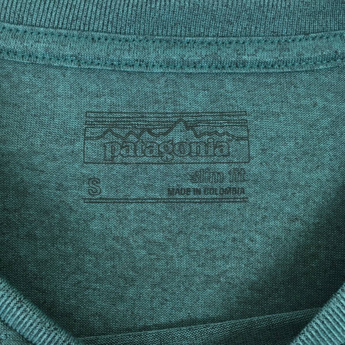 Patagonia パタゴニア Tシャツ 胸ポケット Sサイズ スリムフィット 半袖 グリーン_画像3