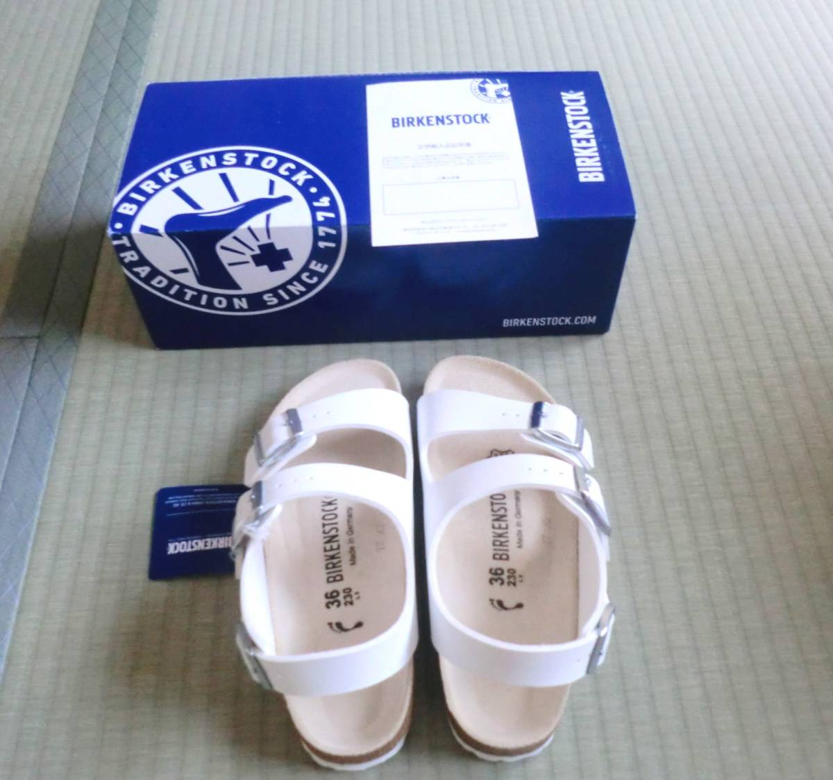 包括郵費新項目·Box擁有BIRKENSTOCK米蘭白色Birkenstock米蘭涼鞋白色36 23厘米    原文:送料込　新品・箱有　 BIRKENSTOCK Milano WHITE ビルケンシュトック ミラノ サンダル ホワイト　36 23㎝