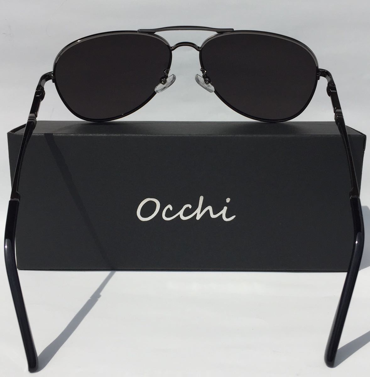 新品 OCCHI 偏光サングラス UV400 軽量 ティアドロップ型 ブラック