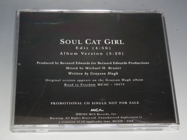 □ GRAYSON HUGH グレイソン・ヒュー SOUL CAT GIRL 輸入盤 プロモCD_画像2