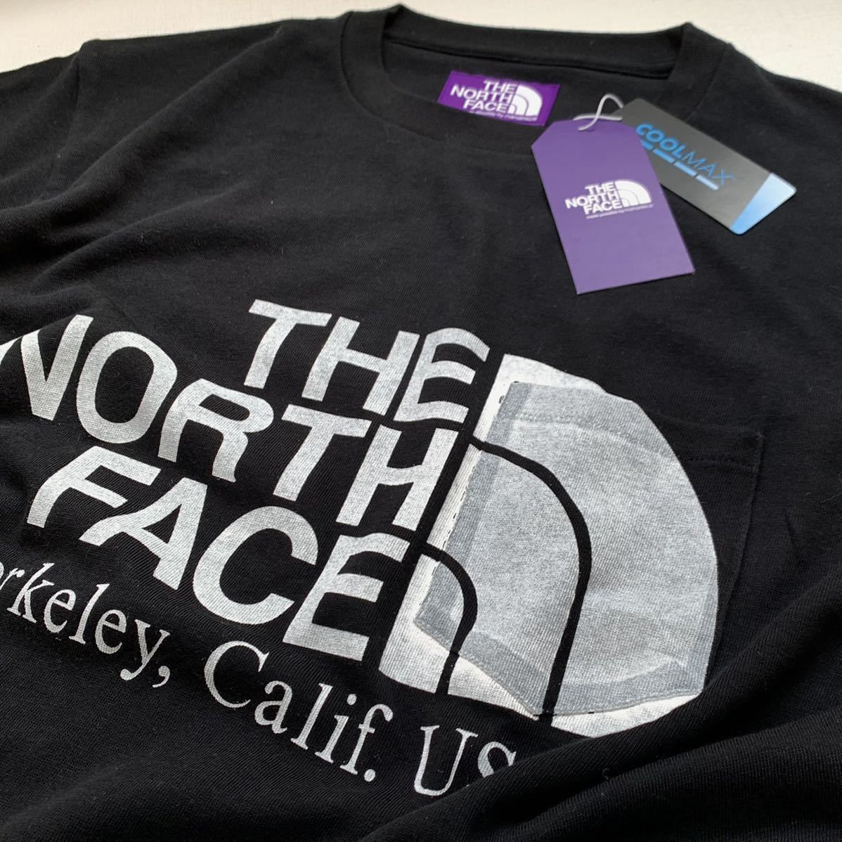 L 新品正規 ノースフェイスパープルレーベル ポケット ロゴ Tシャツ 黒 ブラック THE NORTH FACE メンズ NT3108N 2021SS ナナミカ 希少の画像3