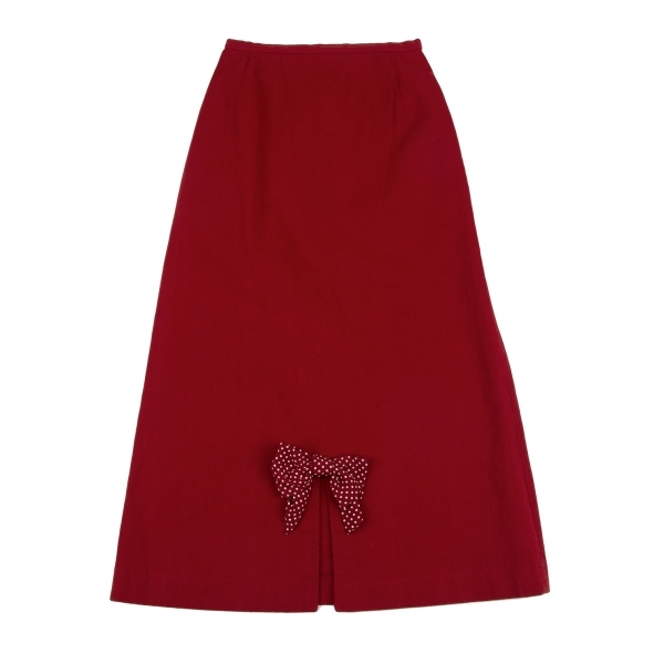 ピンクハウスPINK HOUSE リボン装飾コットンツイルロングスカート 赤M位 【レディース】_画像2