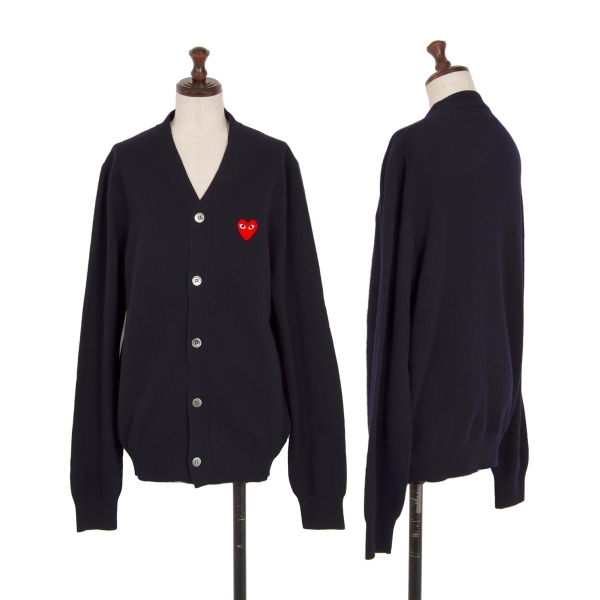 プレイ コムデギャルソンPLAY COMME des GARCONS ハートワッペンニットカーディガン 紺M 【レディース】_画像1