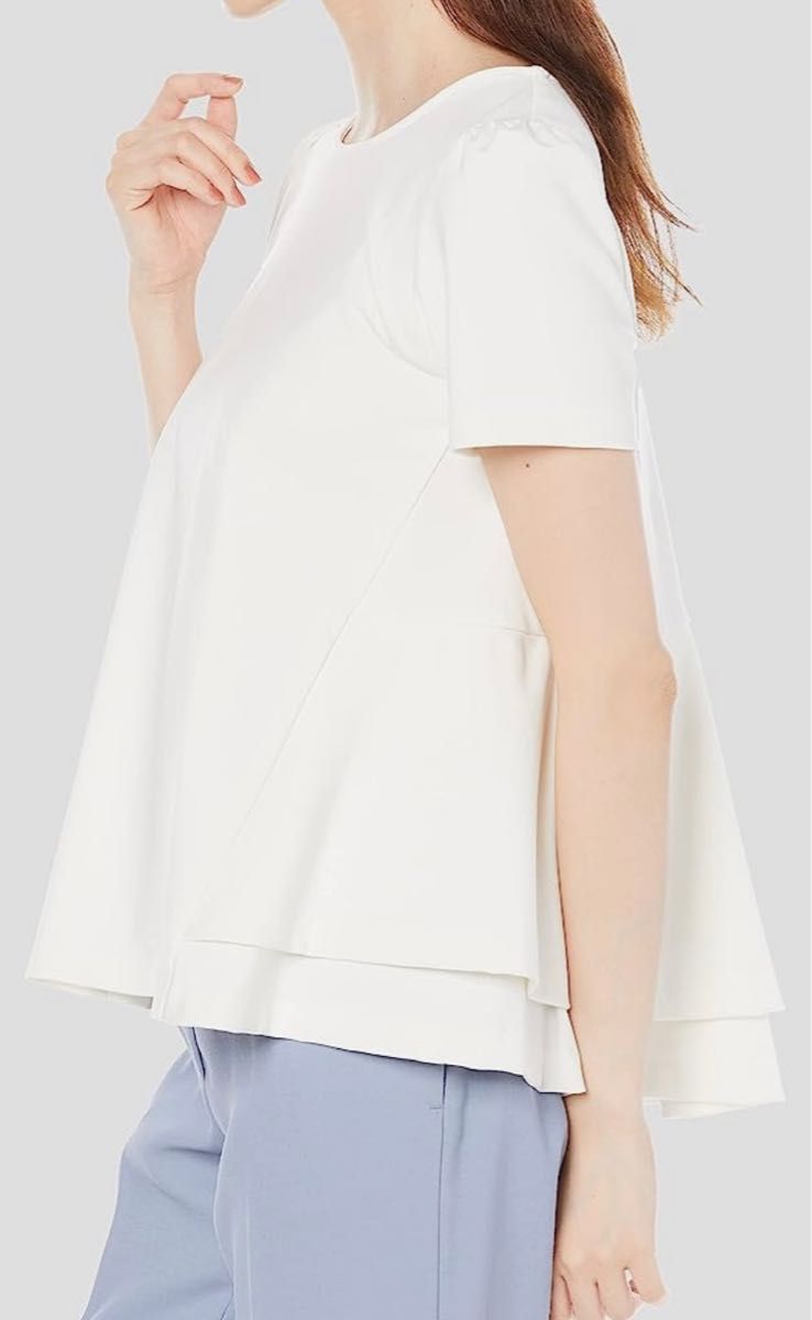 【SONO】美品 バックフレアプルオーバー  ウォッシャブル ホワイト 半袖Tシャツ
