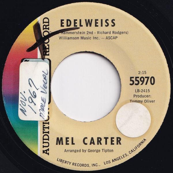 Mel Carter Edelweiss / For Once In My Life Liberty US 55970 202986 SOUL ソウル レコード 7インチ 45_画像1