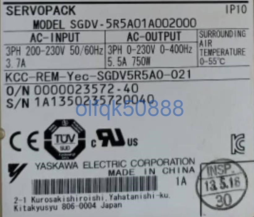 新品◆税込 東京発 代引可◆ YASKAWA / 安川電機 サーボドライバー SGDV-5R5A01A002000 【６ヶ月保証】