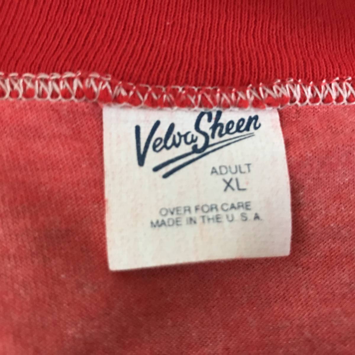 Velva Sheen ベルバシーン 90's USA製 未着用 Vネック ミッキーマウス 半袖リンガーTシャツ レッド系 size XL_画像5