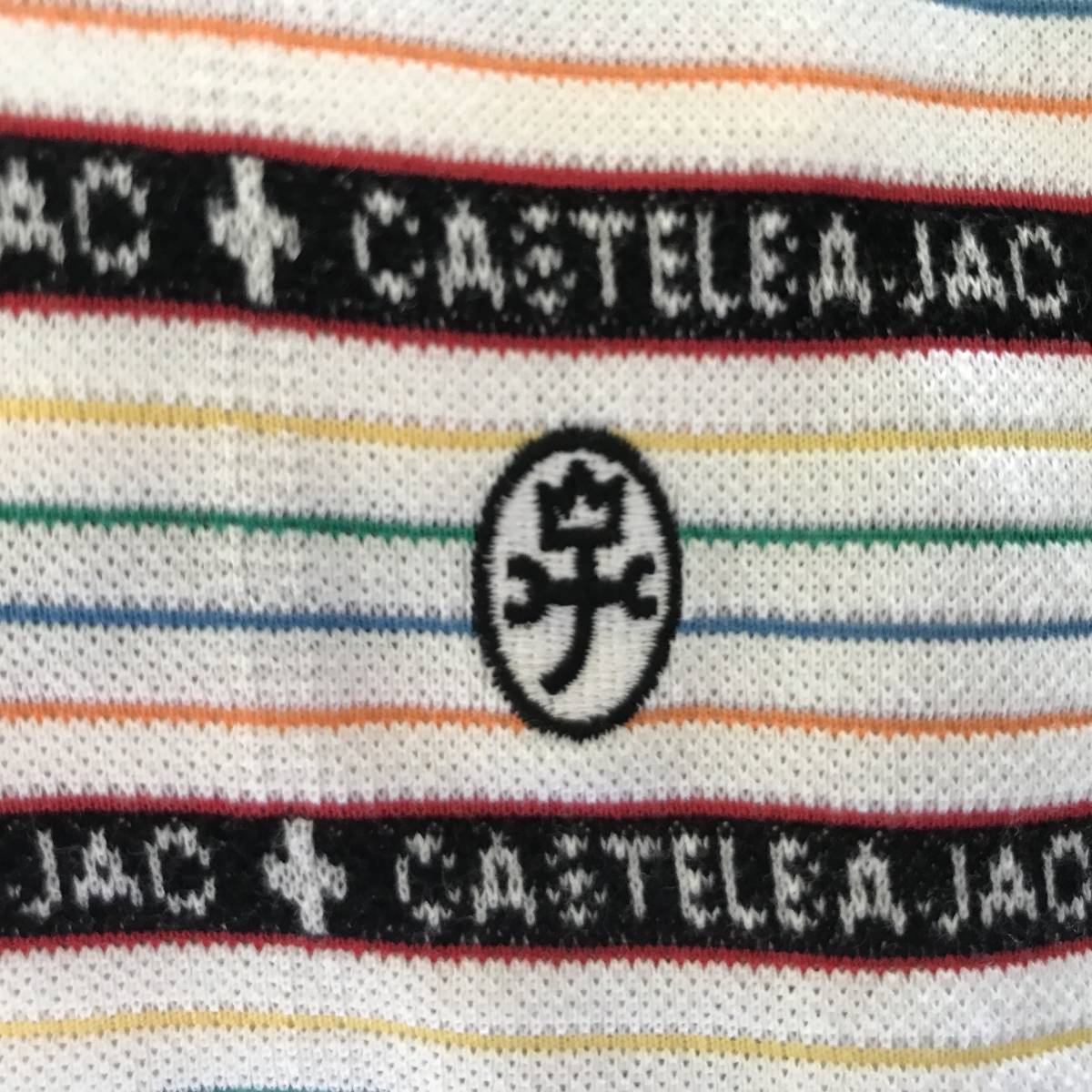 CASTELBAJAC SPORTS カステルバジャック スポーツ メンズ マルチボーダー柄 半袖ポロシャツ 刺繍入り 美品 size 4の画像5