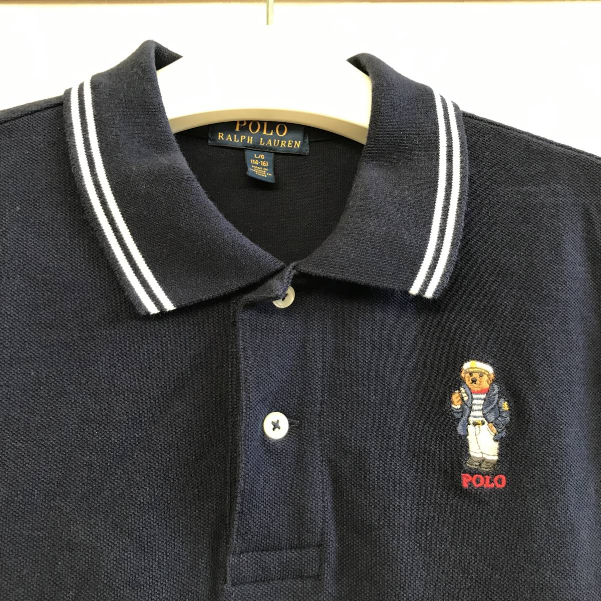 POLO RALPH LAUREN POLO BEAR ポロ ラルフローレン ボーイズサイズ ポロベア刺繍 半袖ポロシャツ 美品 size L/G (14-16)_画像2