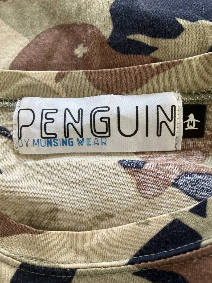 PENGUIN BY MUNSING WEAR ペンギン バイ マンシングウェア メンズ ペンギン入り迷彩柄 半袖Tシャツ 良品 size M_画像3