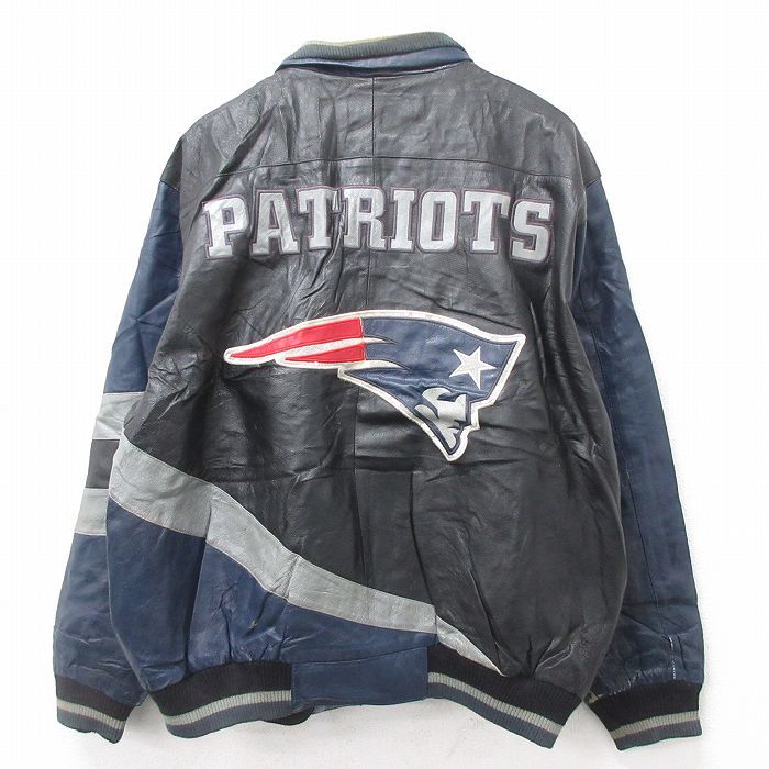 ずっと気になってた ニューイングランドペイトリオッツ NFL 00s メンズ スタジャン ジャケット レザー 長袖 XL/古着 刺繍 内側キルティング ブラック 黒他 ジャージ ずっと気になってた ニューイングランドペイトリオッツ NFL 00s メンズ スタジャン ジャケット レザー 長袖 XL/古着 刺繍 内側キルティング ブラック 黒他 ジャージ