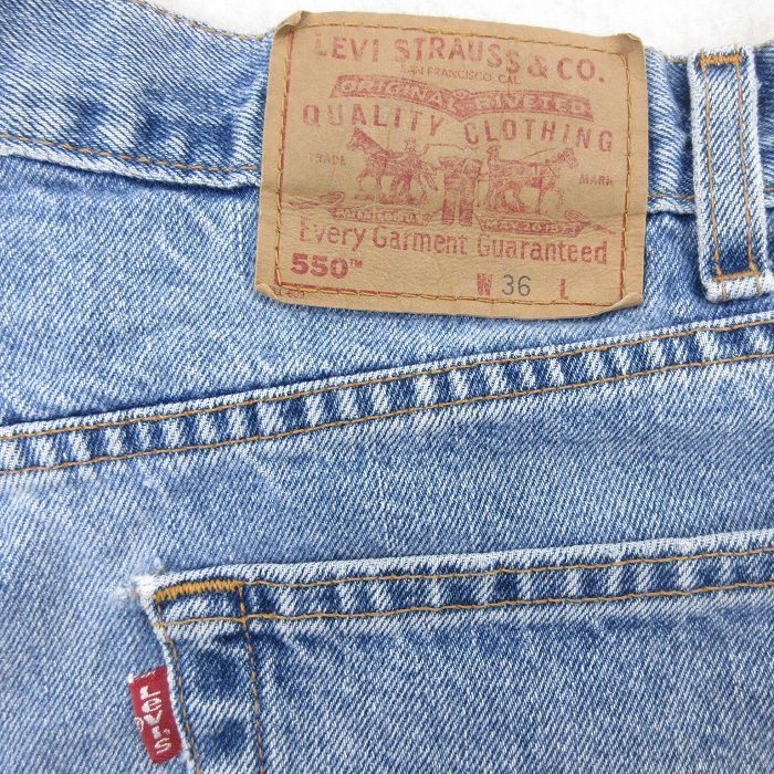 W36/古着 リーバイス Levis 550 ショート パンツ ショーツ メンズ 00s コットン 紺 ネイビー デニム 22apr06 中古 ボトムス 短パン シ_画像3