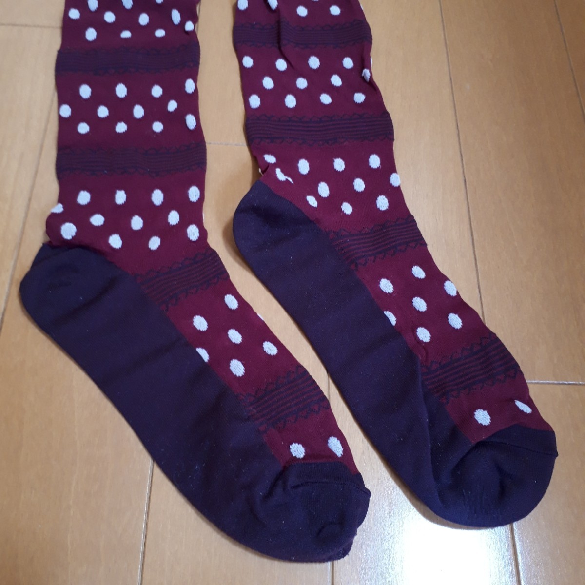  Lulu geta polka dot border over knee socks socks red red Leur Le Getter