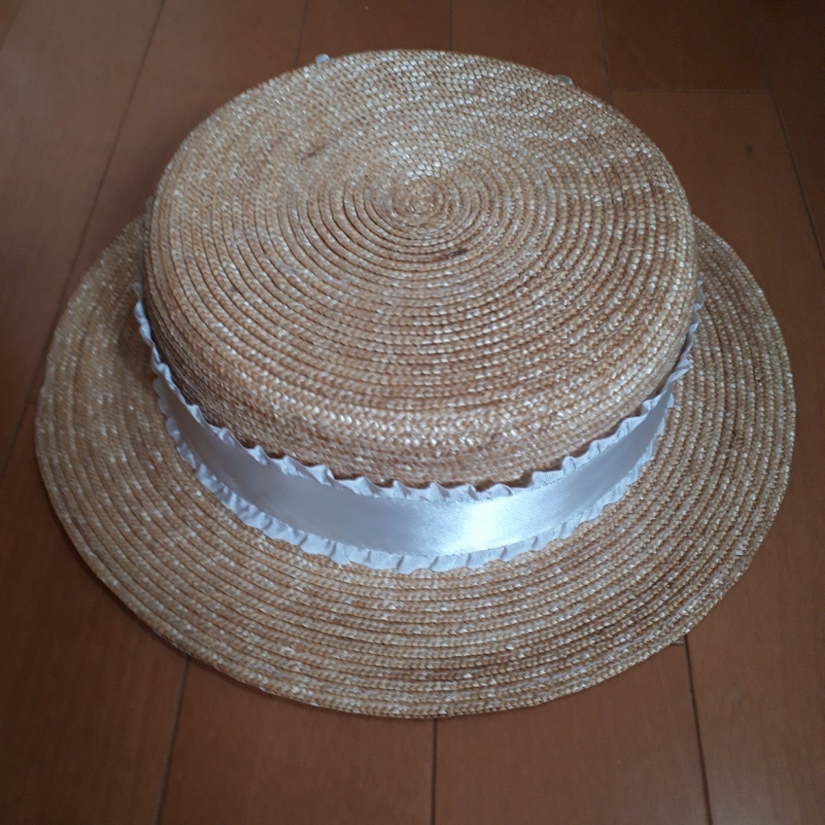 エミリーテンプルキュート麦藁帽子リボン白Emily Temple Cuteカンカン帽ストローハット麦わら帽子の画像2