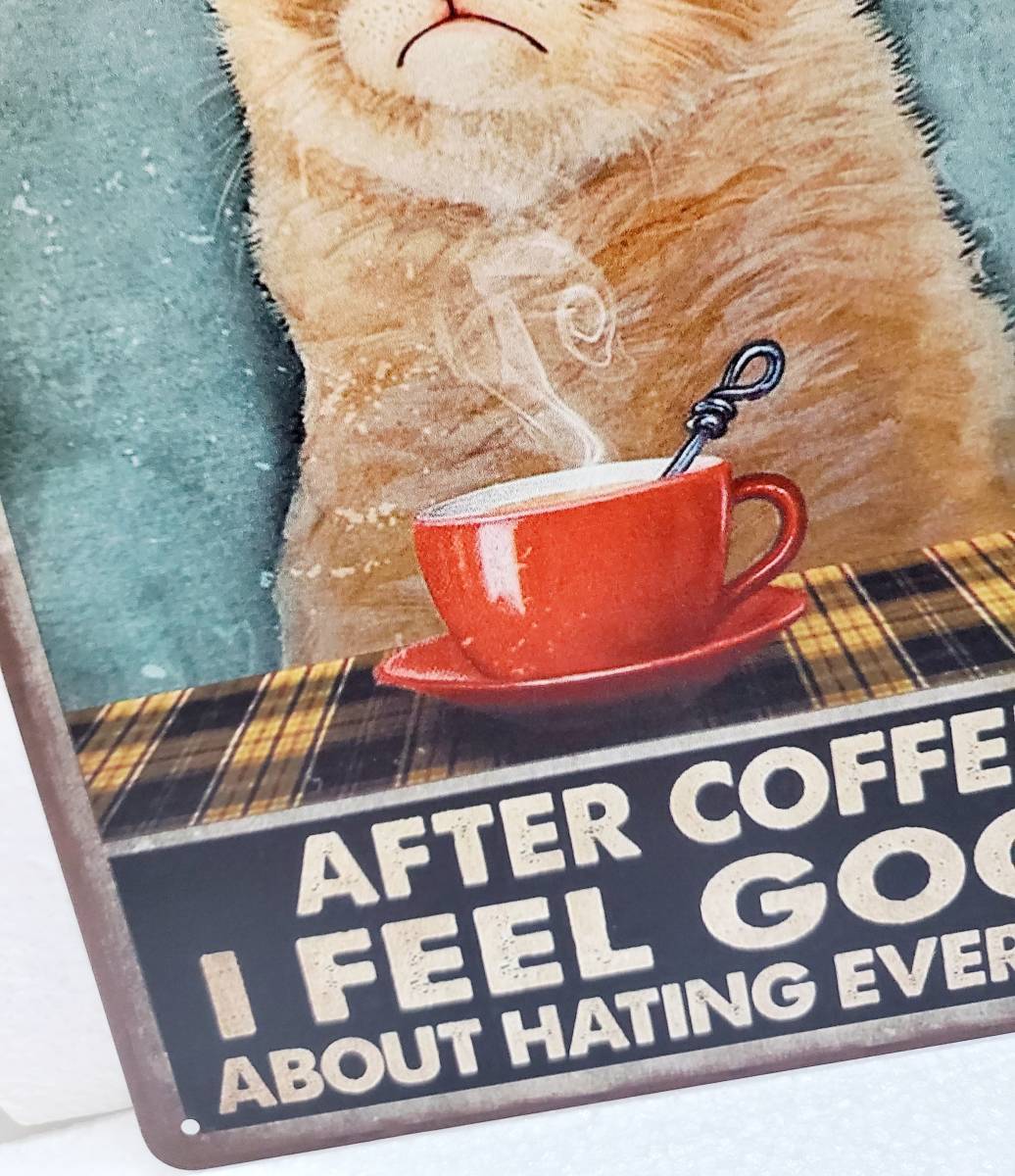 ブリキ看板　HANAKO　レトロ　猫カフェ　猫の看板　S8　シャム猫　コーヒー　ウェルカムボード_画像5