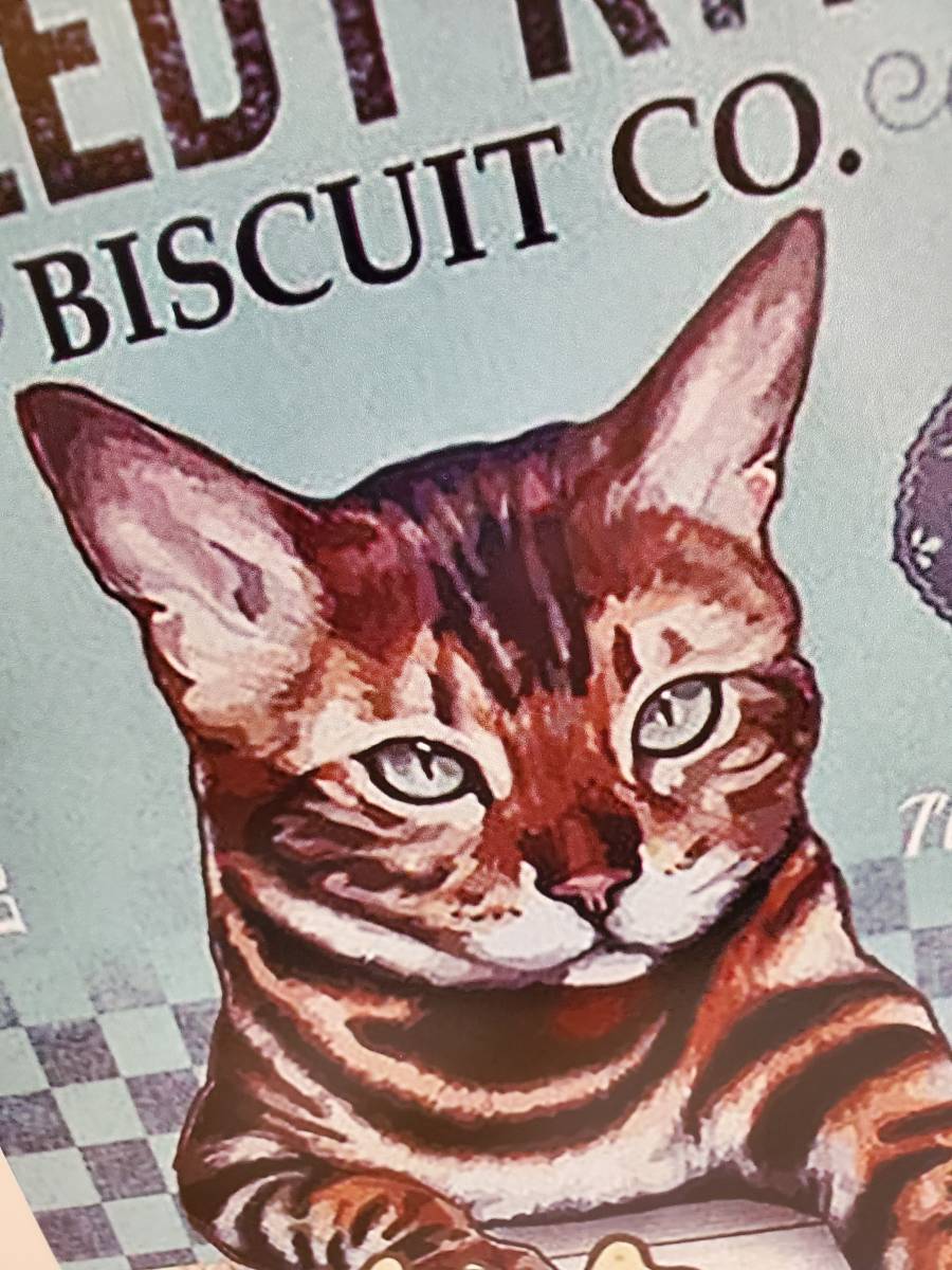 ブリキ看板　HANAKO　レトロ　猫の看板　W6　ベンガル　キジトラ　猫のクッキー　キャットフード　ウェルカムボード_画像4