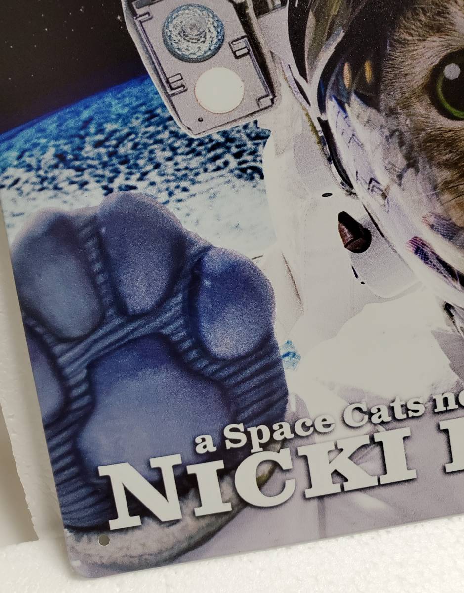 ブリキ看板　HANAKO　レトロ　猫の看板　T45　茶トラ　キジトラ　SPACE CAT　猫の宇宙士　ウェルカムボード_画像6