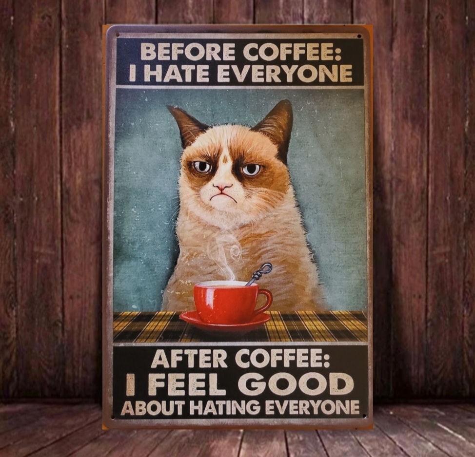 ブリキ看板　HANAKO　レトロ　猫カフェ　猫の看板　S8　シャム猫　コーヒー　ウェルカムボード_画像8