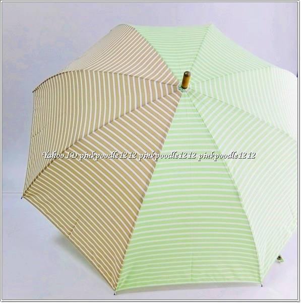 ◆cocca コッカ おりたたみ 傘 未使用◆百貨店◆ボーダー◆黄緑×モカ◆_画像3
