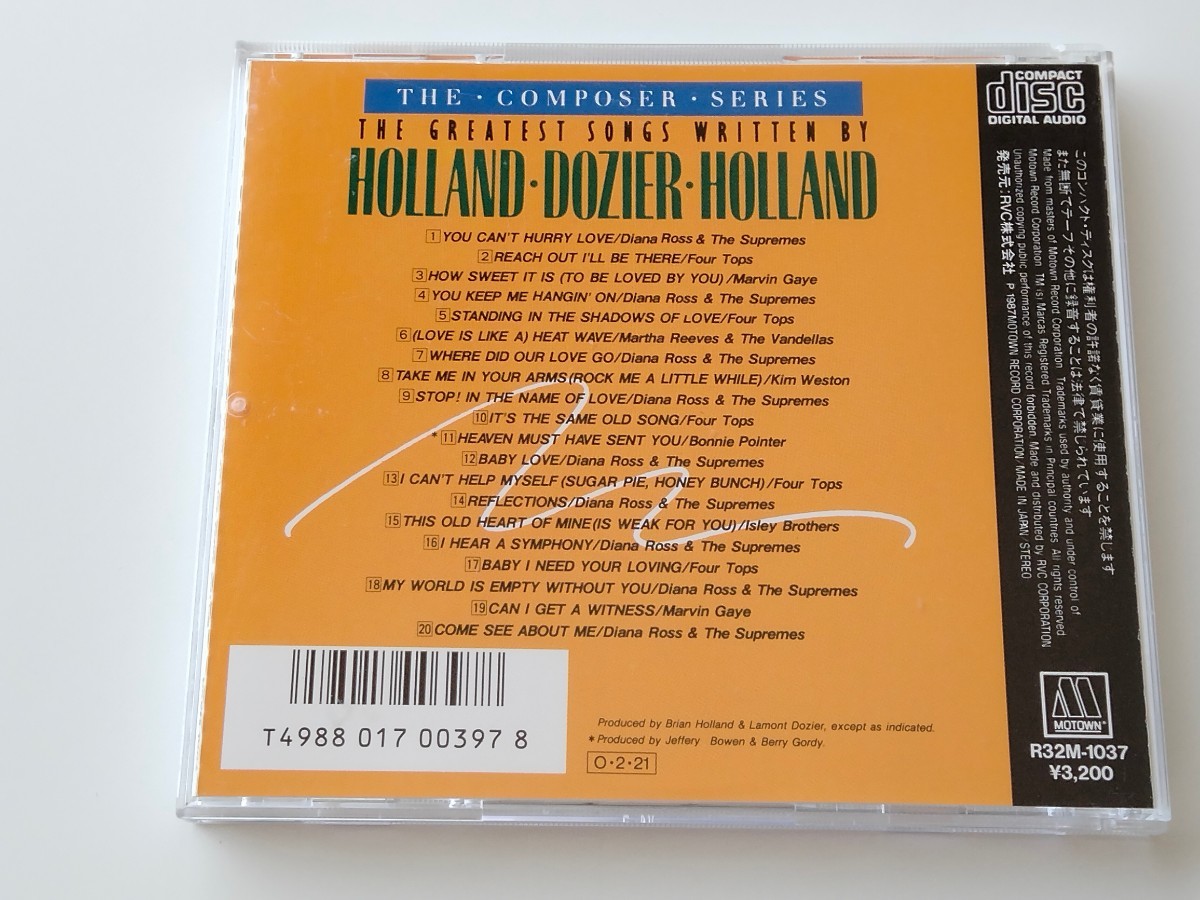 【87年盤】HOLLAND DOZIER HOLLAND 作品集CD MOTOWN/RVC R32M1037 名曲20曲コンピ,Diana Ross & The Supremes,Four Tops,Isley,Marvin Gaye_画像2