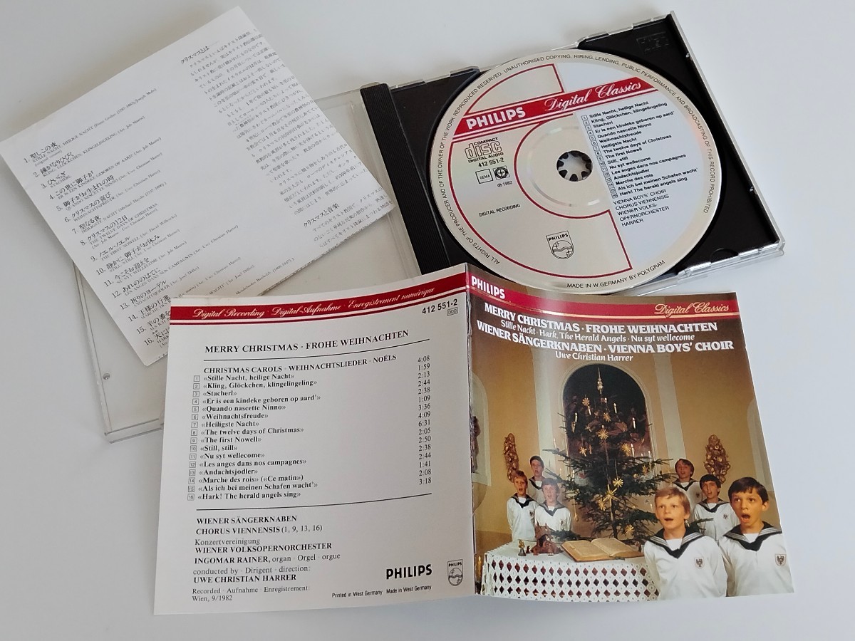 【83年西独プレス蒸着盤】ウィーン少年合唱団 VIENNA BOY'S CHOIR / MERRY CHRISTMAS 国内仕様CD 30CD-100(PHILIPS412 551-2) 純正ケース盤の画像3