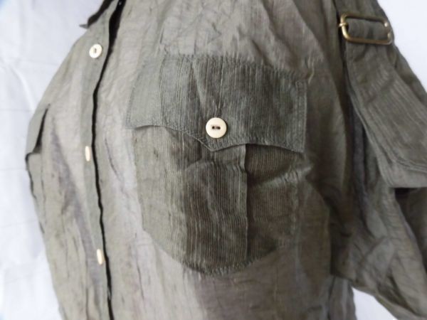 ei-1979　■　senada　■ レディース　シャツブラウス　その他の袖丈　カーキー　サイズF　シースル肩ベルト裾絞りのブラウス_画像4