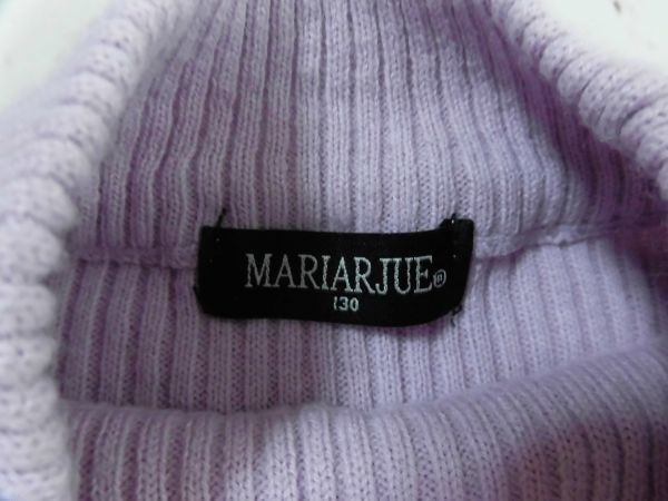 ei-2111　■　MARIARJUE　■ 子供服　ニットセーター　　長袖　うす紫　サイズ130　うす紫ハイネックセーター_画像2
