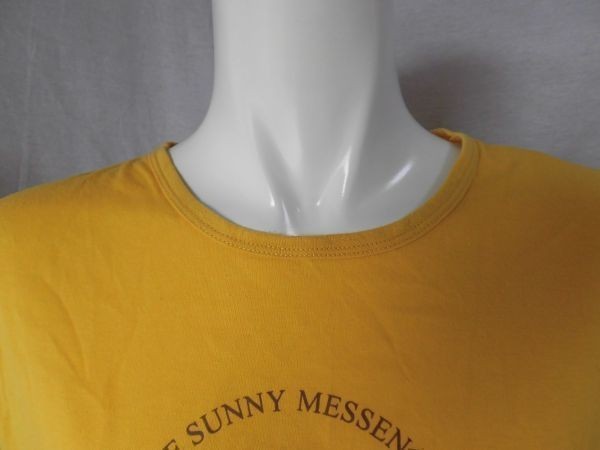 ei-2069　■　M.I.T-CLUB ■ レディース　Tシャツ　半袖　サイズM　　黄色　黄色にひまわり模様のTシャツ_画像3