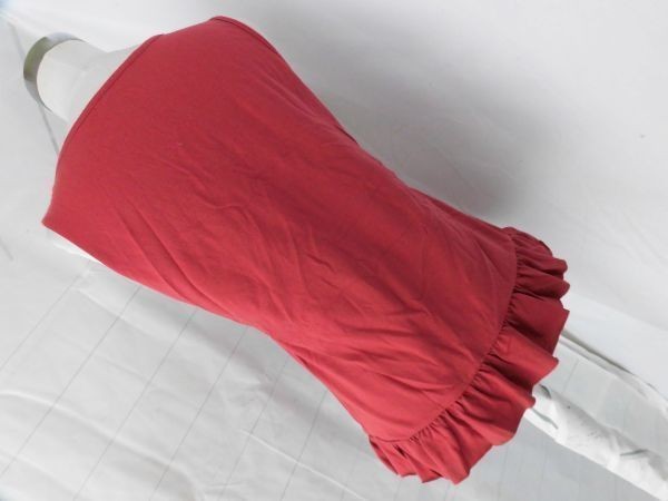 ei-1601 ■ タンクトップ ■ レディース タンクトップ 袖なし 赤系 サイズL 胸元レースに裾フリルのタンクトップの画像6