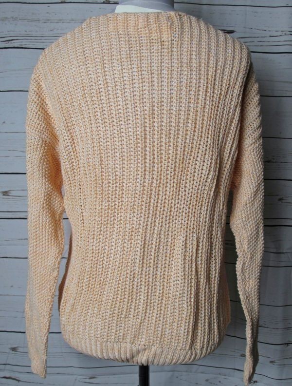 ei-73 ■ Vis ■ レディース　ニットセーター　長袖　ピンク　サイズＭ Ｖ襟編み込みセーター新品_画像3