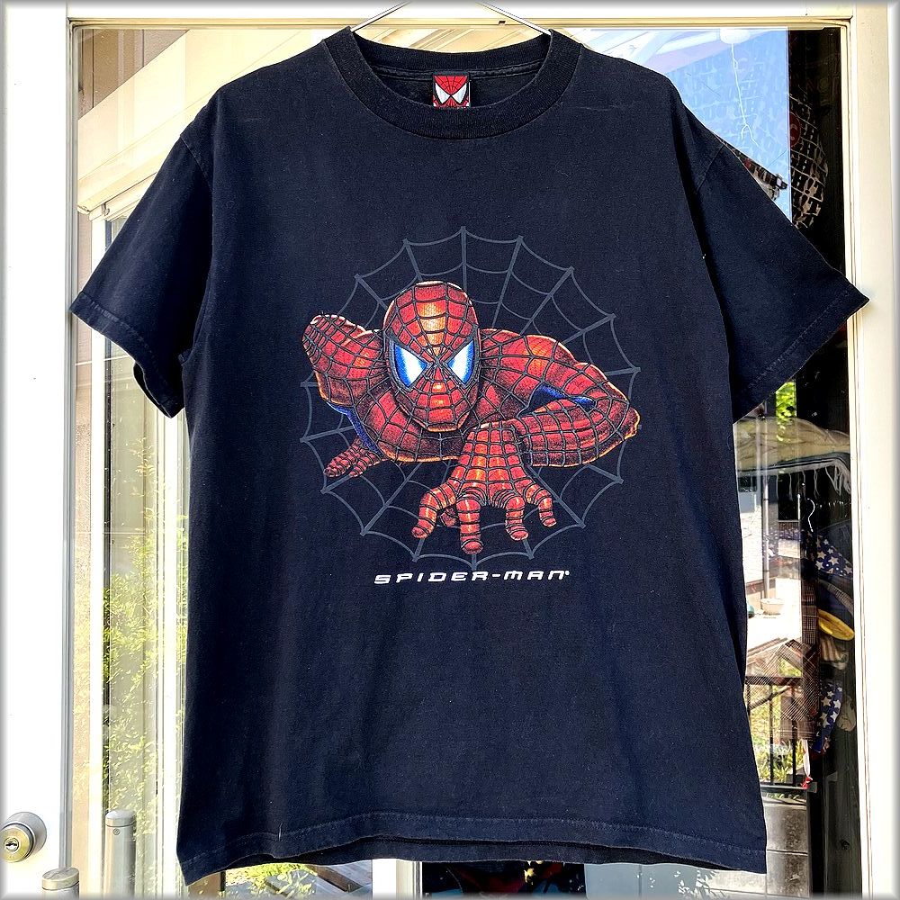 ★スパイダーマン　00s 2002　USA製　Tシャツ　size M　ブラック　アメリカ買付★検 ビンテージ 90s アメコミ MARVEL マーベル 古着_画像1