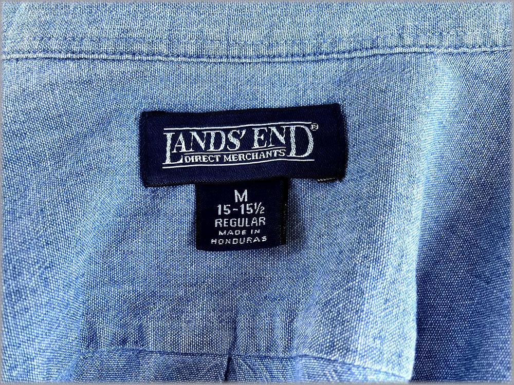 ★LAND’S END　ランズエンド　90s 00s　３点留め　ボタンダウン　シャンブレー　半袖シャツ　M★検 ビッグシルエット ビンテージ 古着_画像3