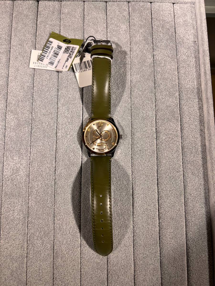 国産 新品 グッチ レザーベルト メンズ腕時計