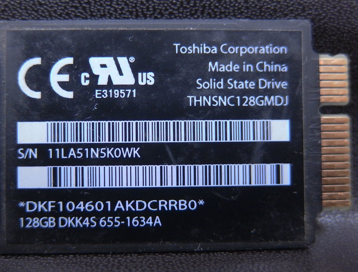 ssd36 APPLE SSD TS128C 128GB (Toshiba THNSNC128GMDJ) 中古品_画像3