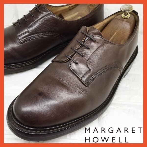 即決 MARGARET HOWELL Tricker's マーガレットハウエル トリッカーズ メンズ 27.0~27.5 レザービジネスシューズ 英国製 プレーントゥ 靴 茶