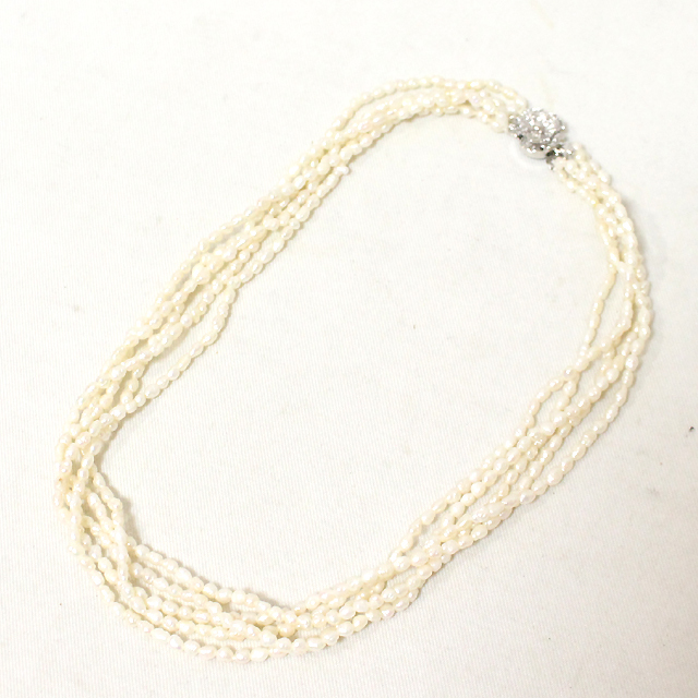 美品 ケシパール 5連 ネックレス シルバー金具 SILVER アコヤ真珠ケシパール 2.0～3.5mm　_画像2