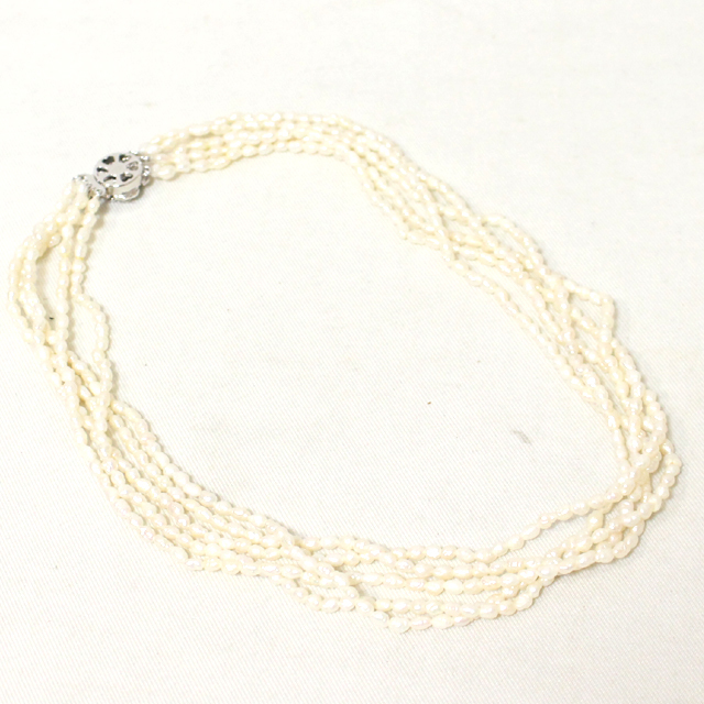 美品 ケシパール 5連 ネックレス シルバー金具 SILVER アコヤ真珠ケシパール 2.0～3.5mm　_画像3