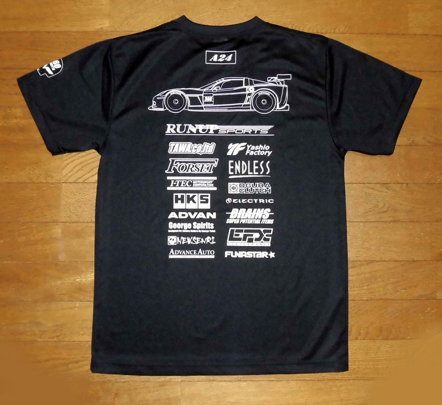 SUPER GT 360 RUNUP SPORTS CORVETTE TOMEI SPORTS スーパーGT ランナップ コルベット 東名スポーツ Tシャツ 半袖 ドライ BK M 使用僅 美品_画像2