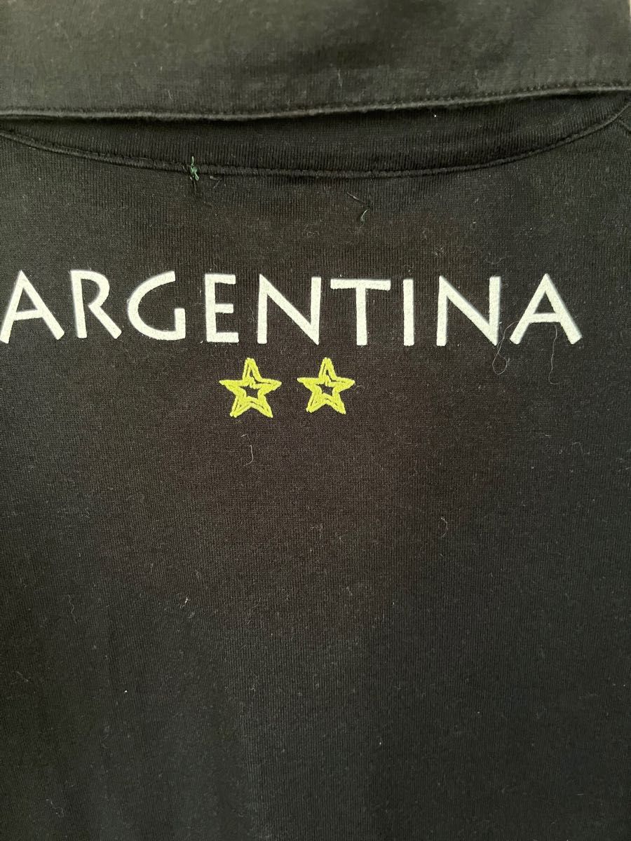 adabat ポロシャツ  サッカー　ゴルフ  アルゼンチン代表風　黒　メッシ　マラドーナ