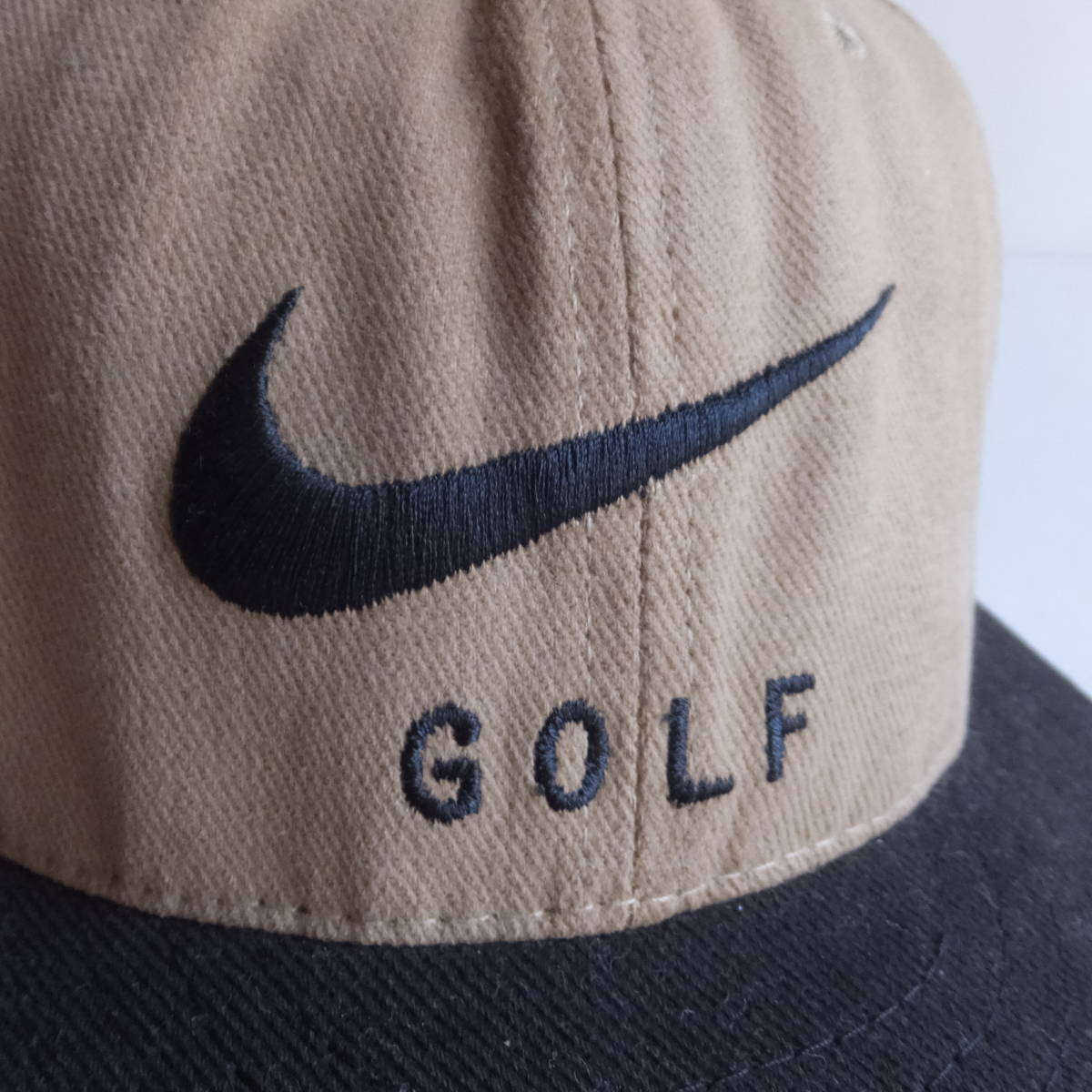 NIKE GOLF　ナイキ　ゴルフ　ビンテージ スウォッシュ 刺繍　キャップ　メンズ　FREEサイズ　90S　MADE IN USA　帽子_スウォッシュ刺繍